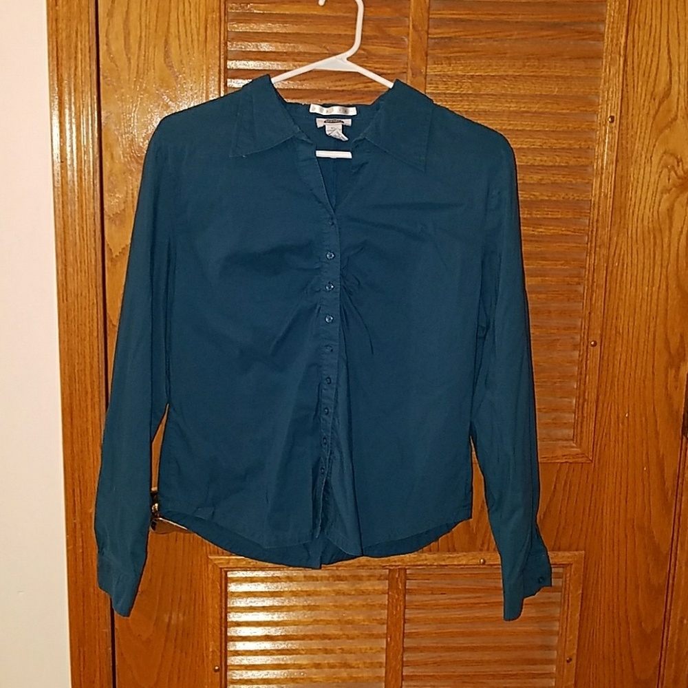 Button-Up Dark Green Blouse